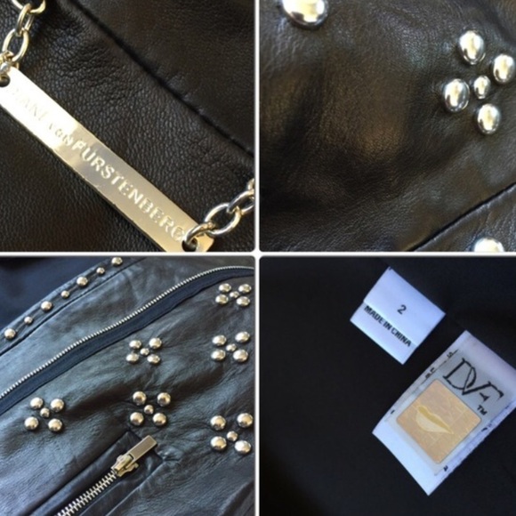 Diane Von Furstenberg Studded Leather Jacket 2 - Picture 3 of 4